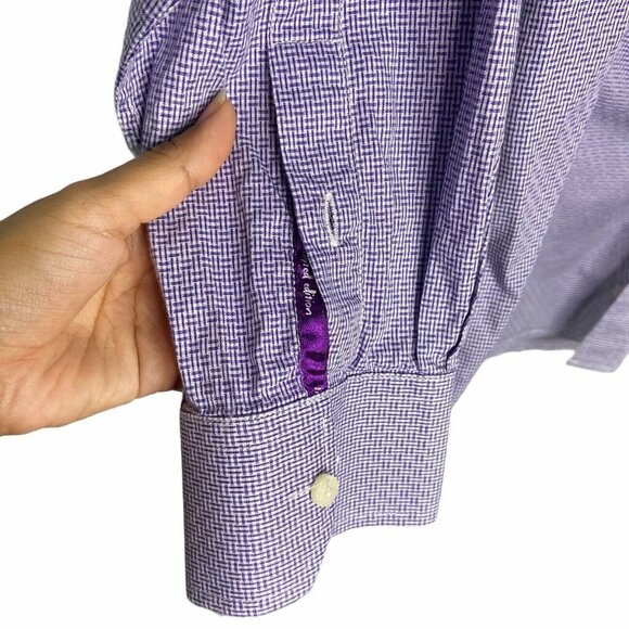 1 Like No Other London Button-up Mens Size 15(M) Purple Long Sleeve Casual Shirt - Picture 7 of 11